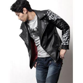 Contrast-trim Web Print Rider Jacket