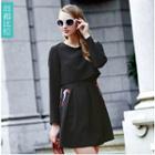 Embroidered Mock Two-piece A-line Dress