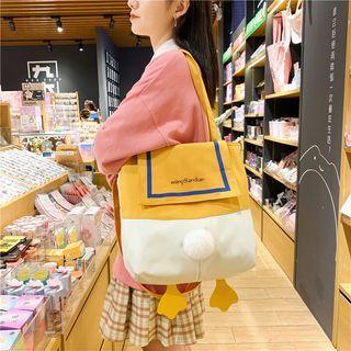 Two-tone Pom Pom Tote Bag