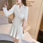 Mock Two-piece Asymmetrical Blazer Dress