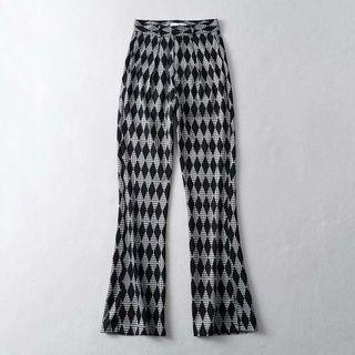High-waist Argyle Boot-cut Pants