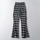 High-waist Argyle Boot-cut Pants