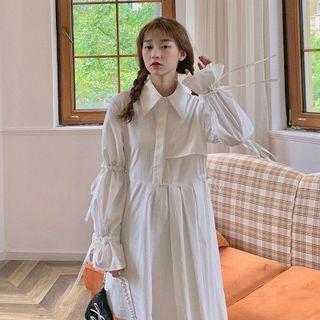 Flared-cuff Drawstring Shirtdress