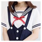 Set: Sailor-collar Ribbon Top + Suspender Flare Dress