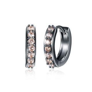 Fashion Simple Geometric Circle Earrings With Yellow Cubic Zircon Silver - One Size