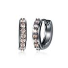Fashion Simple Geometric Circle Earrings With Yellow Cubic Zircon Silver - One Size