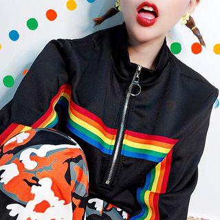 Rainbow Striped Half Zip Pullover