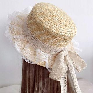 Lace Trim Sun Hat White - One Size
