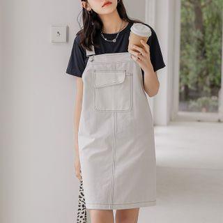 Pocket Detail Mini Overall Dress