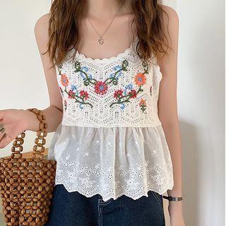 Embroidered Panel Camisole Top