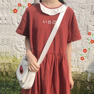 Ruffle Trim Short-sleeve T-shirt Dress As Shown In Figure - One Size