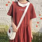 Ruffle Trim Short-sleeve T-shirt Dress As Shown In Figure - One Size