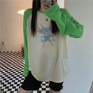 Long-sleeve Print Raglan T-shirt