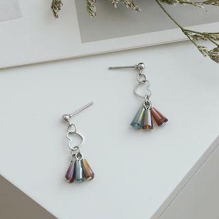 Rhinestone & Heart Dangle Earring Stud Earring - Faux Crystal - Three Colors - One Size