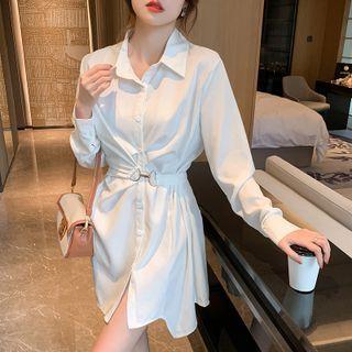 Horsebit-accent Mini A-line Shirtdress