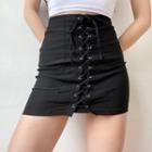 Cross Straps High-waist Skirt