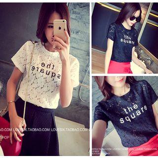 Short-sleeve Lettering Lace Top