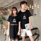 Couple Matching Short-sleeve Lettering Mini Dress / T-shirt