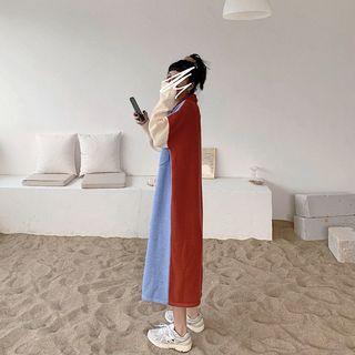 Color Block Knit Midi Dress As Shown In Figure - One Size