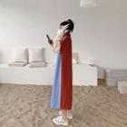 Color Block Knit Midi Dress As Shown In Figure - One Size