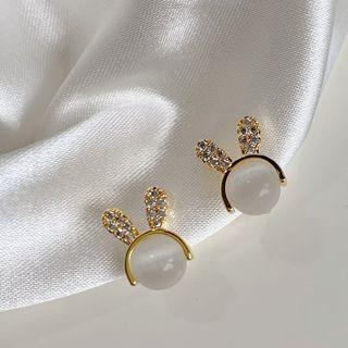 Rabbit Faux Cat Eye Stone Rhinestone Alloy Earring