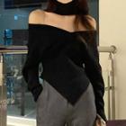 Off-shoulder Irregular Sweater