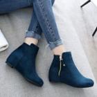 Fabric Side-zip Hidden Wedge Ankle Boots