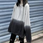 Gradient Long Sleeve Hoodie Light Gray - One Size