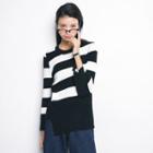 Striped Slit-sleeve Sweater