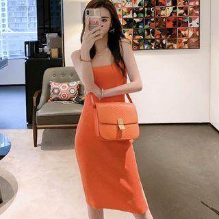 Sleeveless Square Neck Knit Sheath Dress