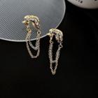 Irregular Alloy Chain Dangle Earring 1 Pair - Dangle Earring - Silver Pin - Gold - One Size