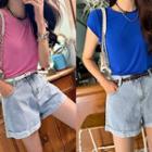 Cap-sleeve Color T-shirt