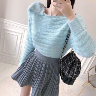 Ribbon-detail Rib-knit Top