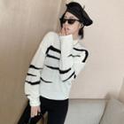 Zebra Print Sweater Zebra Patterned - Black & White - M