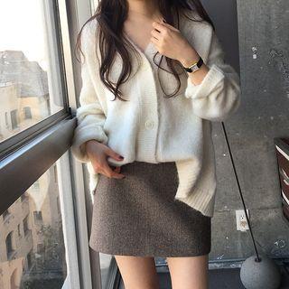 Plain Woolen A-line Mini Skirt