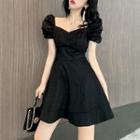 V-neck Lantern-sleeve Dress