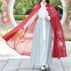 Hooded Embroidered Robe Jacket As Shown In Figure - M
