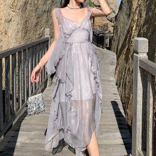 Sleeveless Ruffle Midi Sun Dress