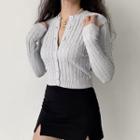 Cable-knit Round-neck Single-breasted Cardigan