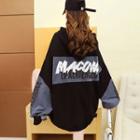 Hooded Long-sleeve Lettering Color Block Sweatshirt