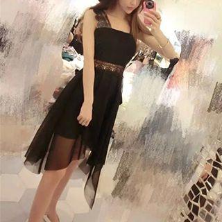 Strapped Sheer Asymmetric Dress