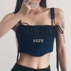 Asymmetrical Lettering Cropped Camisole Top