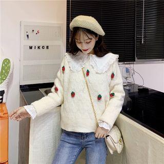 Fruit Embellishment Sweater / Long-sleeve Lace Top