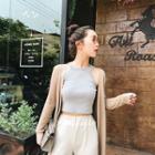 Ribbed Light Long Cardigan