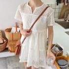 Short-sleeve Perforated Tunic