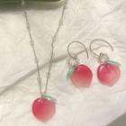 Peach Pendant Chain Necklace / Dangle Earring