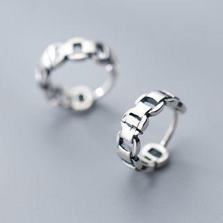 925 Sterling Silver Chain Hoop Earring Silver - One Size