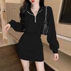 Mini Sheath Half-zip Hoodie Dress