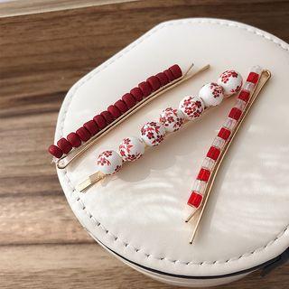 Set: Resin Bead Hair Pin (assorted Designs) Set Of 3 - As Shown In Figure - One Size