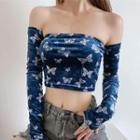 Set: Butterfly Print Tube Top + Arm Sleeves
